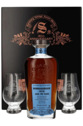 Bunnahabhain 1978 40 Years Old 30th Anniversary Signatory Vintage 700ml Bottle Giftset with 2 Glasses