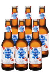 6 x Pabst Blue Ribbon American Lager Beer Bottle 355ml
