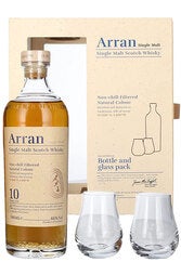 Arran 10 Years Single Malt 700ml Bottle Gift Set with 2 Glasses