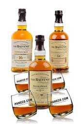 Balvenie 16 Year Triple Cask
Balvenie 14 Year Caribbean Cask w/Gift Box
Balvenie 12 Year Double Wood w/Gift Box
4 x Rocking Whisky Glasses
