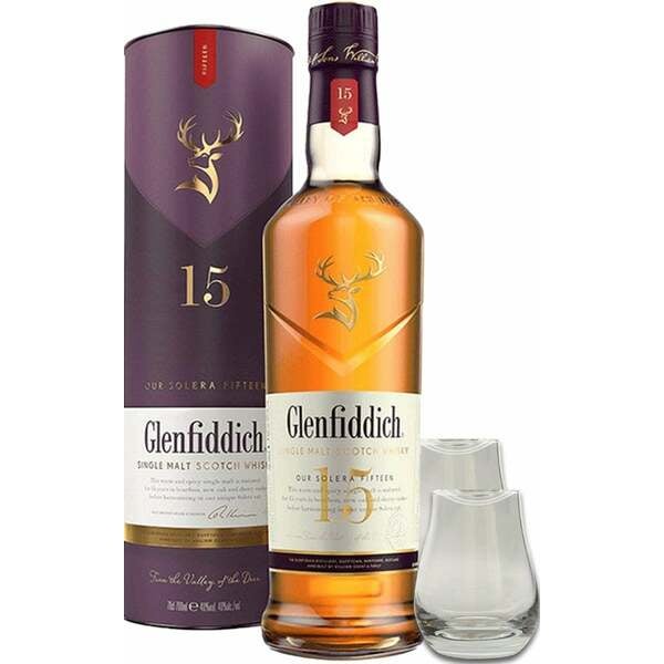 Glenfiddich 15 Year Old 700ml ２本セット Glenfiddich 15 Year Old Solera + 2 glasses - Speyside single