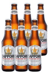  6 x Sapporo Premium Beer Bottles Pack 330ml