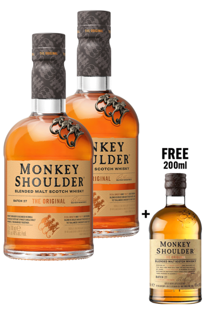 2x Monkey Shoulder 700ml + Free Monkey Shoulder 200ml
