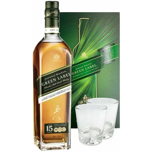 Buy Johnnie Walker 15 Year Green Label 700ml Gift Pack with 2 Glasses at  the best price - Paneco Singapore