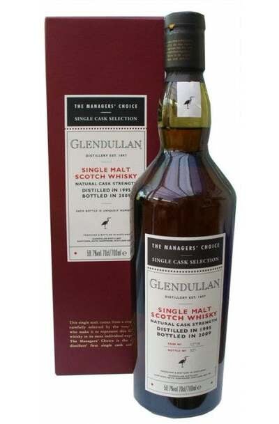 Glendullan 1995 13 Year Managers' Choice bottle and box