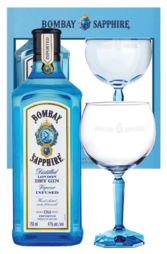 Bombay Sapphire 750ml Bottle Giftset with Glass