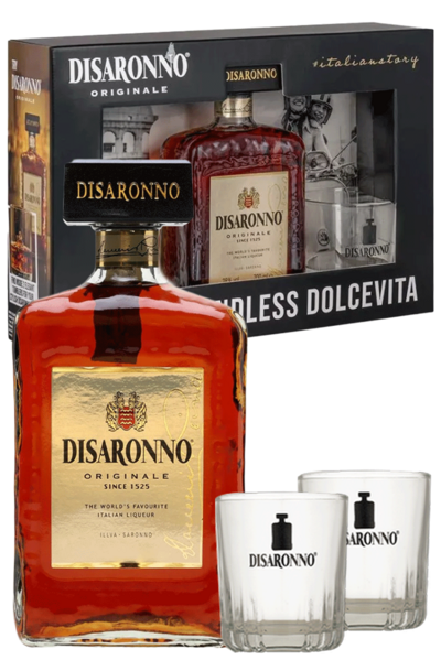 Amaretto Di Saronno 700ml Gift Pack with 2 Glasses