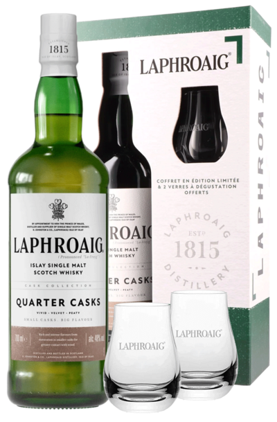 Laphroaig Quarter Cask 700ml Bottle Giftset with 2 Glasses
