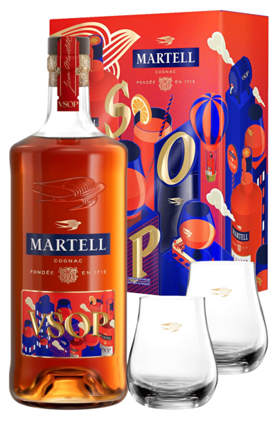 Martell VSOP 700ml Bottle Giftset with 2 Glasses