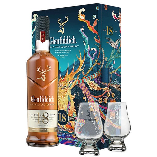 Buy Glenfiddich 18 Years 2023 Festive Gift Pack 700ml with 2