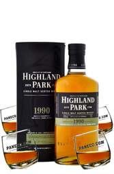Auspicious Highland Park 1990 & Rocking Glass Set