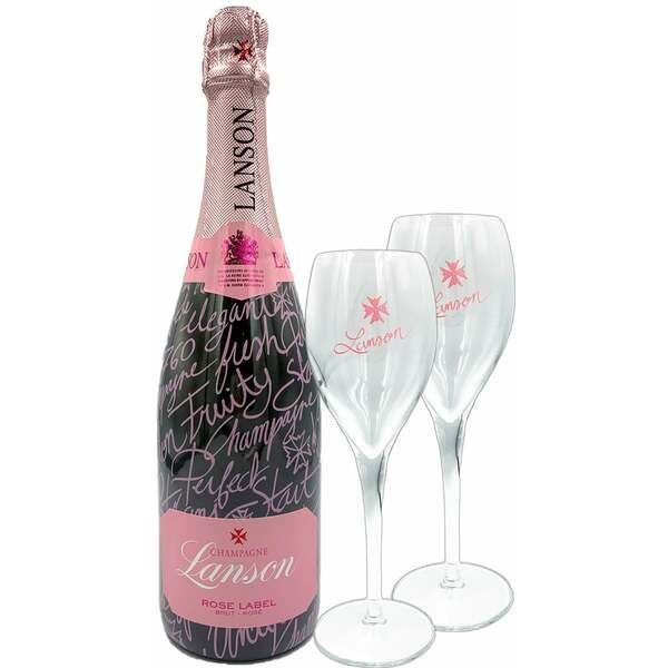Buy Lanson Champagne Rose 750ml Giftset w/2 Flutes at the best price
