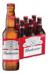 6x Budweiser Beer Bottles Pack 330ml