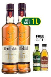 Glenfiddich 15 Year Solera Reserve Single Malt 1L w/ Free Mini 12 & 15