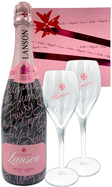Lanson Champagne Rose Giftset with 2 Flutes
