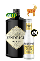 Hendricks Gin 1L and 24x Fever-Tree Premium Indian Tonic Water Bottle Case 200ml