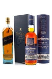 Johnnie Walker Blue 1L w/Gift Box and Glendronach Allardice 18 Year 700ml w/Gift Box