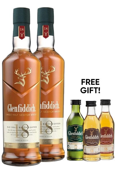 Glenfiddich 18 Year Single Malt 700ml w/Gift box w/ Free Mini 12, 15 & 18
