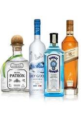 Alcohol party bundle including vodka, whisky, gin and tequila.