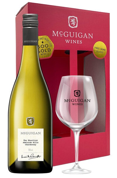 McGuigan The Shortlist Chardonnay 750ml Festive Gift Pack with Wine Glass