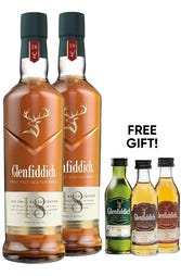 Glenfiddich 18 Year Single Malt 700ml w/Gift box w/ Free Mini 12, 15 & 18