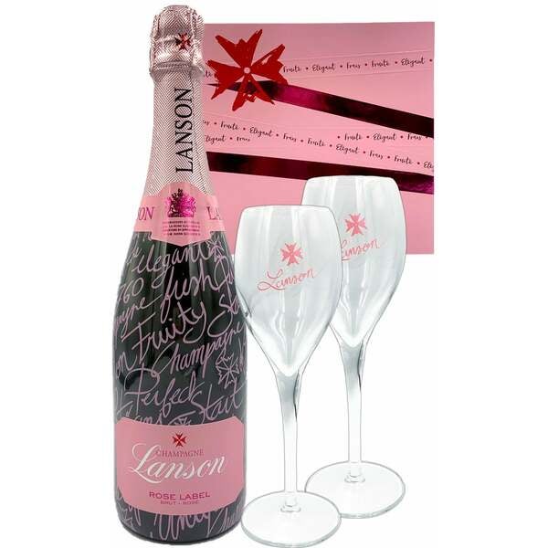 Buy Lanson Champagne Rose 750ml Giftset w/2 Flutes at the best price