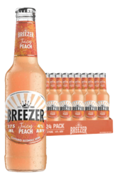 24 x Bacardi Breezer Juicy Peach Bottle Case 275ml