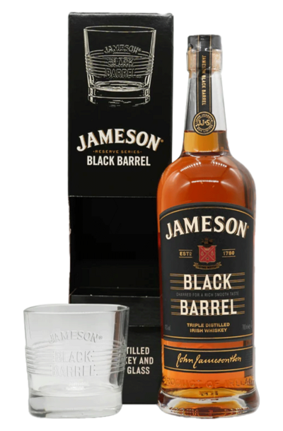 Jameson Black Barrel 700ml Bottle Giftset with Glass